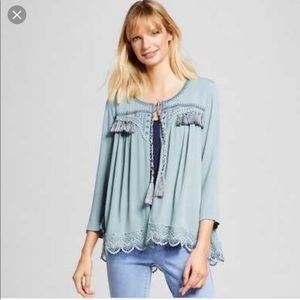 Boho Embroidered Tassel Cardigan